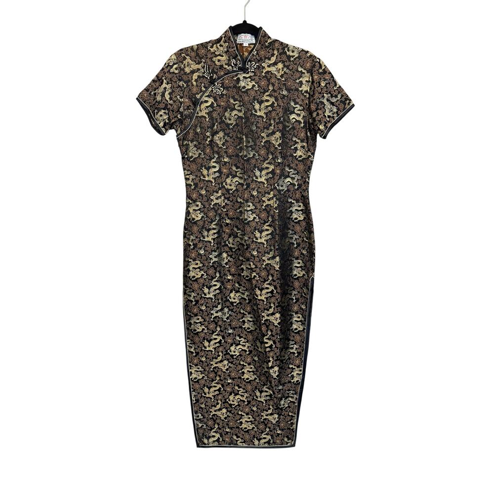 Chinese Dress Womens 38 S Silk Blend Long Qipao Cheongsam Traditional Party Gown